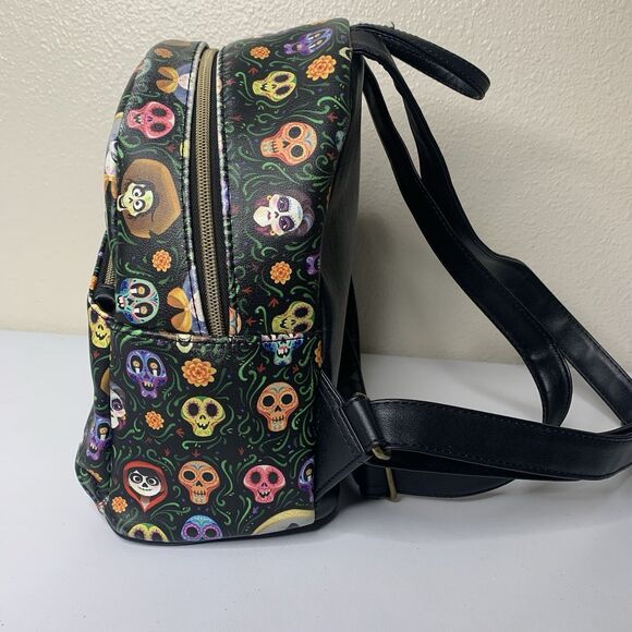 Loungefly Disney Pixar Black Mini Backpack Coco Skulls *See Notes main image 11
